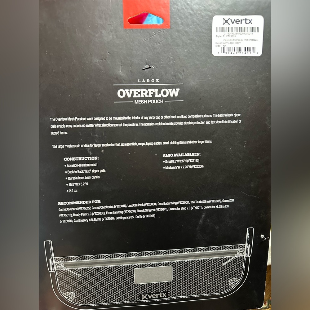 NWT Vertx 2-Pack Large Overflow Mesh Pouch - Picture 2 of 4